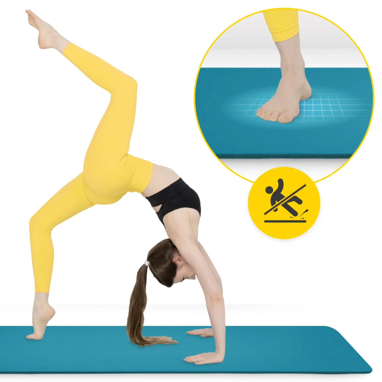 Mata do ćwiczeń fitness i jogi NBR 180 × 60 × 1,5 cm morska zieleń