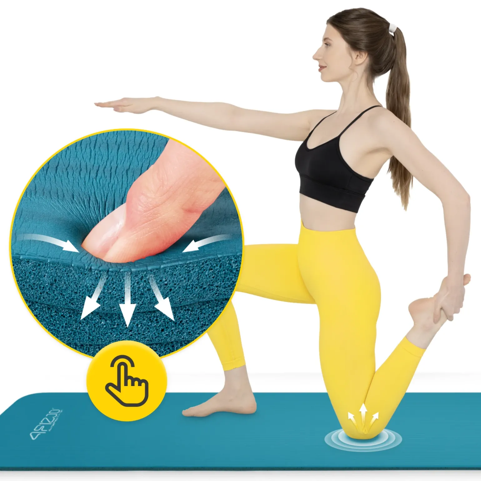 Mata do ćwiczeń fitness i jogi NBR 180 × 60 × 1,5 cm morska zieleń