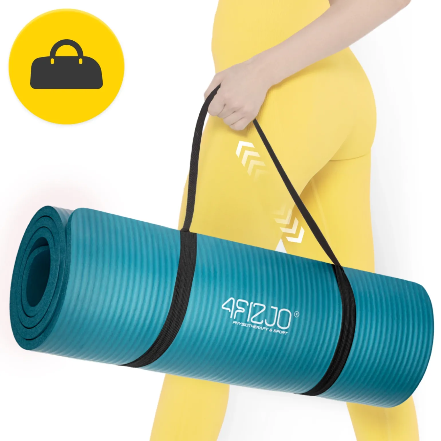 Mata do ćwiczeń fitness i jogi NBR 180 × 60 × 1,5 cm morska zieleń