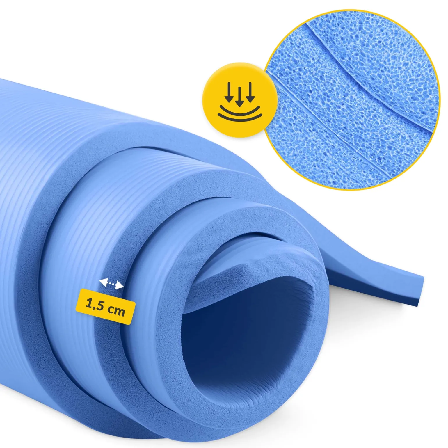 Mata do ćwiczeń fitness i jogi NBR 180 × 60 × 1,5 cm niebieska