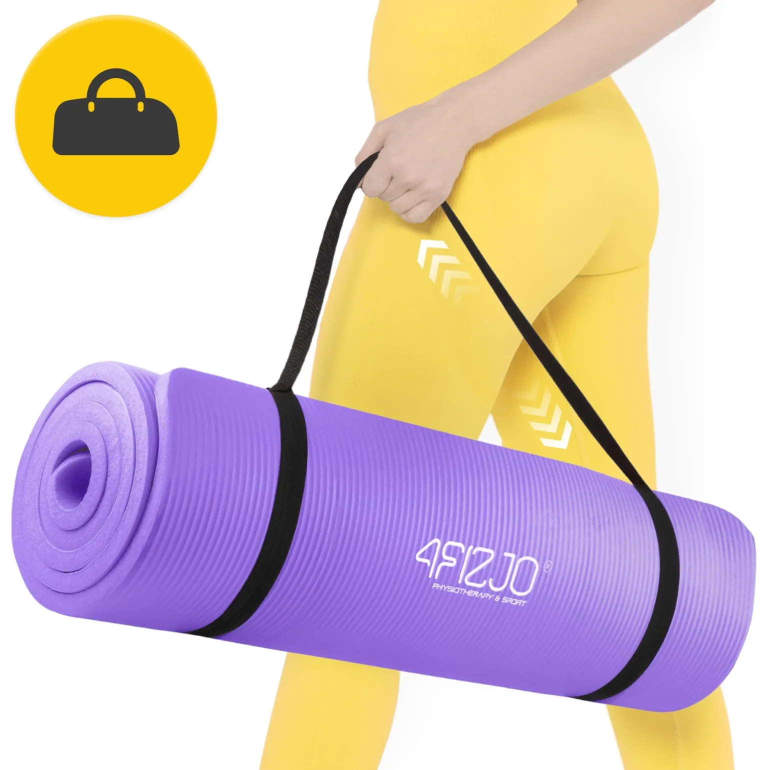 Mata do ćwiczeń fitness i jogi NBR 180 × 60 × 1 cm fioletowa