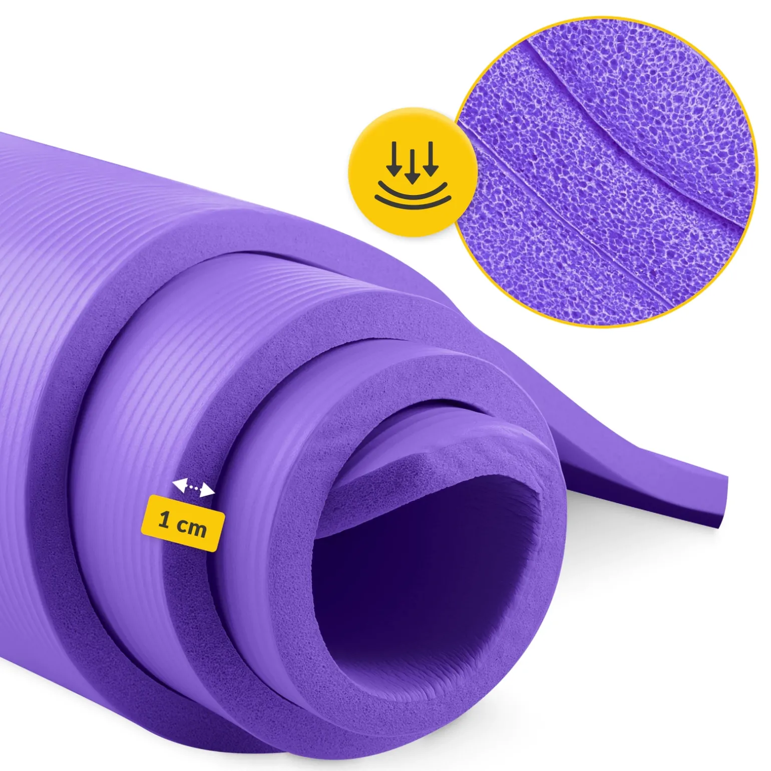 Mata do ćwiczeń fitness i jogi NBR 180 × 60 × 1 cm fioletowa