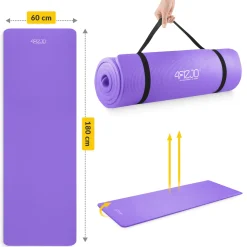 Mata do ćwiczeń fitness i jogi NBR 180 × 60 × 1 cm fioletowa