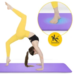 Mata do ćwiczeń fitness i jogi NBR 180 × 60 × 1 cm fioletowa