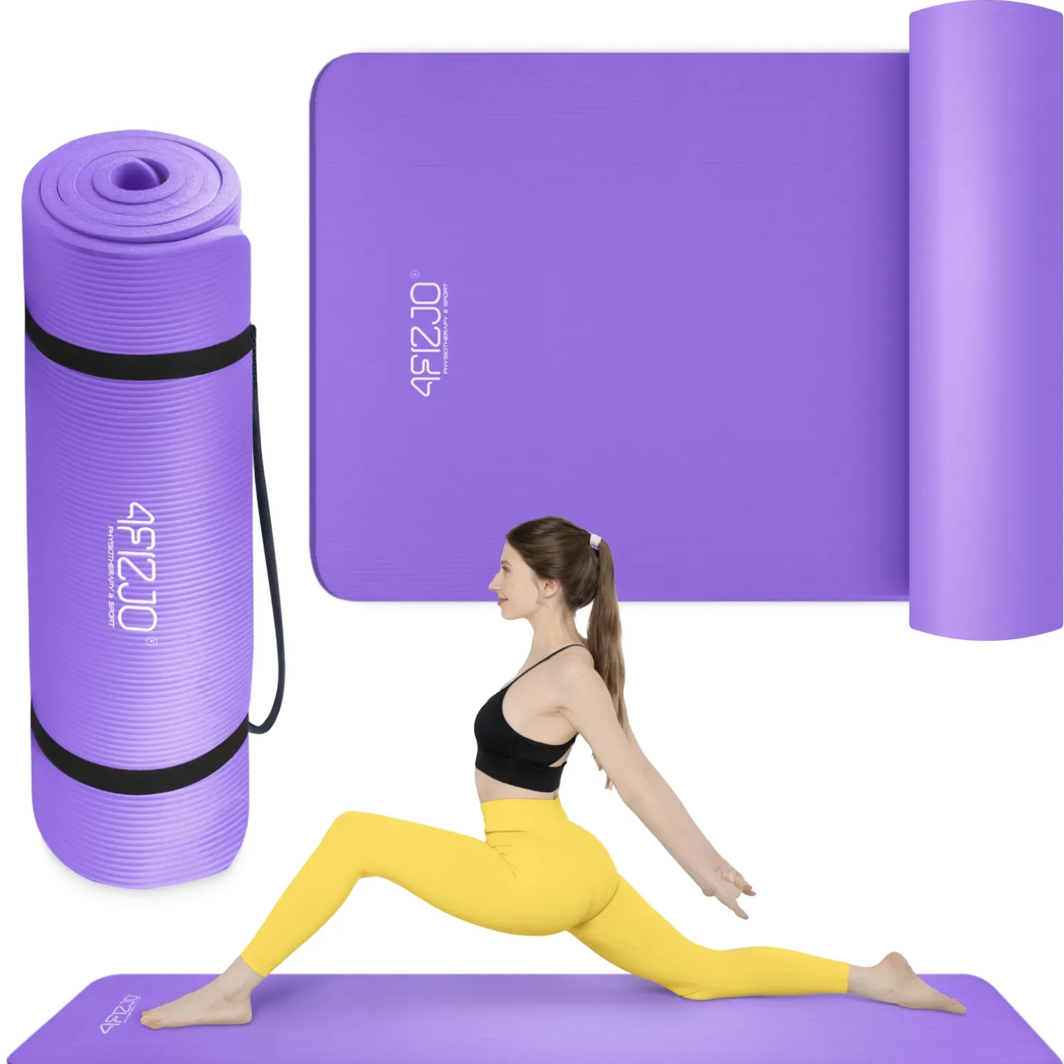 Mata do ćwiczeń fitness i jogi NBR 180 × 60 × 1 cm fioletowa