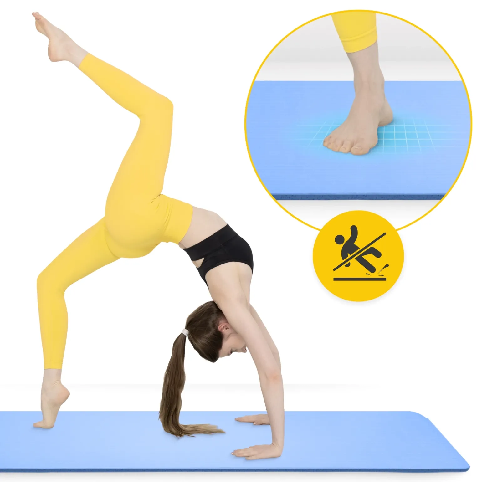 Mata do ćwiczeń fitness i jogi NBR 180 × 60 × 1 cm niebieska