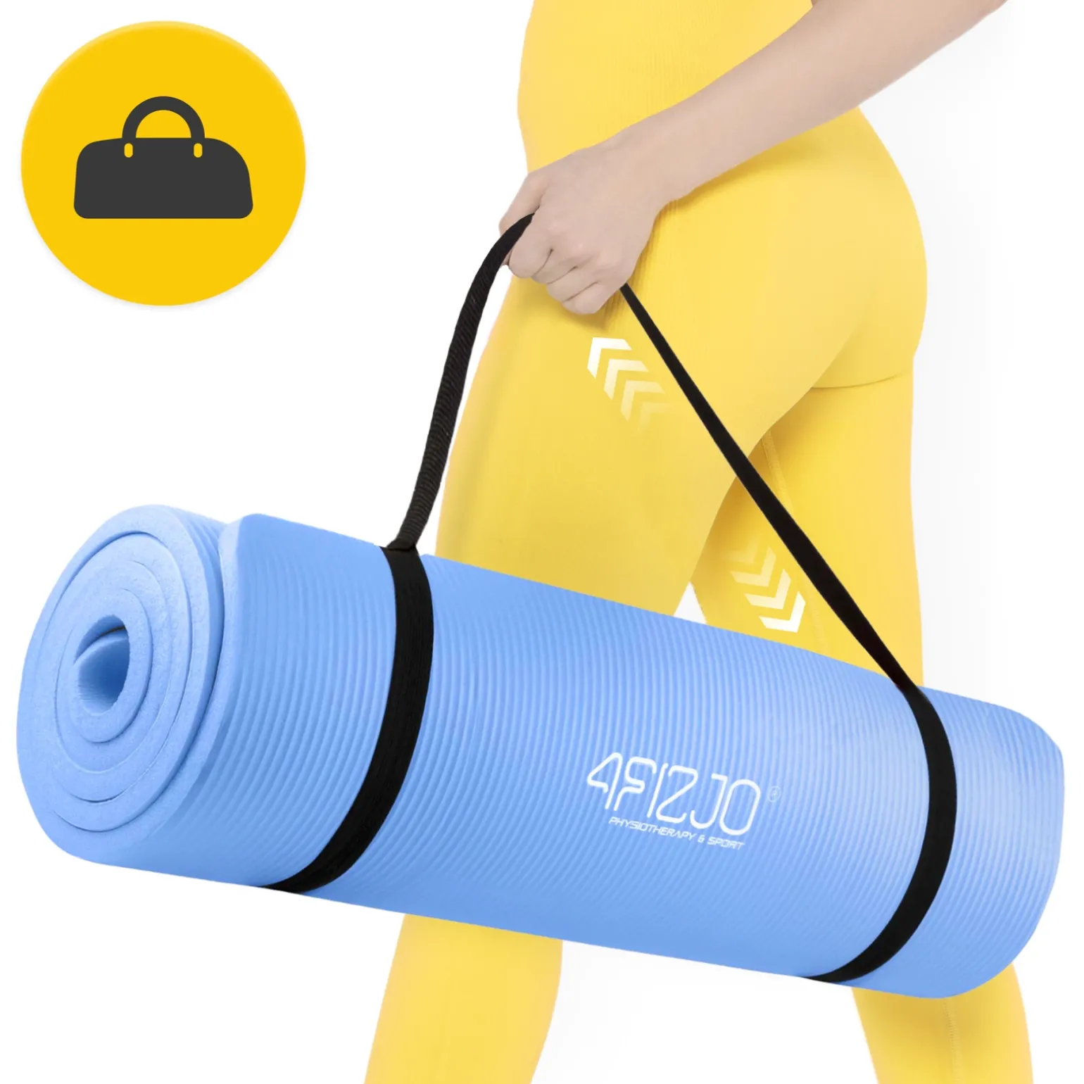 Mata do ćwiczeń fitness i jogi NBR 180 × 60 × 1 cm niebieska