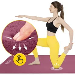 Mata do ćwiczeń fitness i jogi NBR 190 × 100 × 1,5 cm bordowa