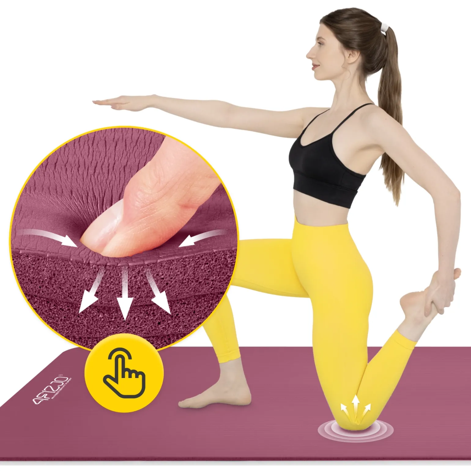 Mata do ćwiczeń fitness i jogi NBR 190 × 100 × 1,5 cm bordowa