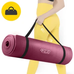 Mata do ćwiczeń fitness i jogi NBR 190 × 100 × 1,5 cm bordowa