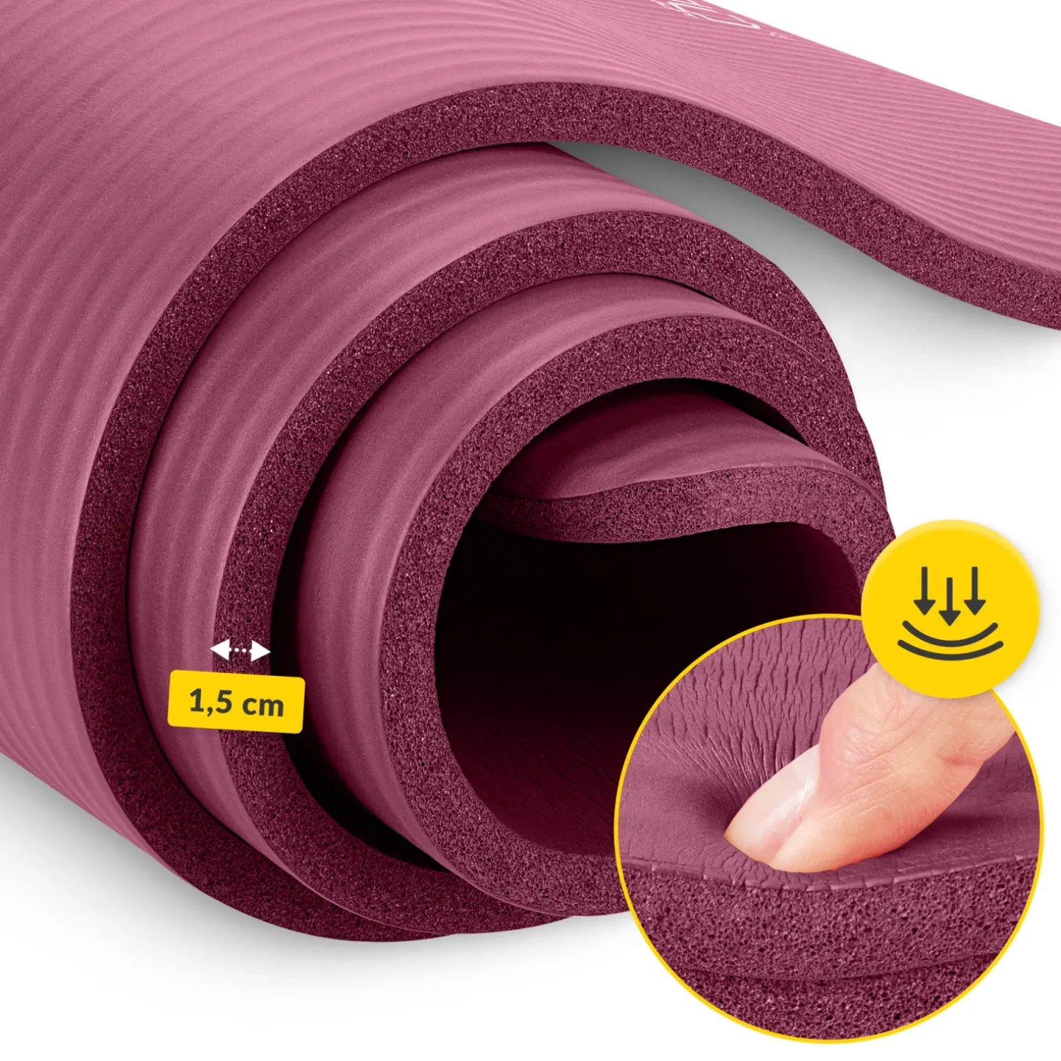 Mata do ćwiczeń fitness i jogi NBR 190 × 100 × 1,5 cm bordowa