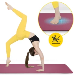 Mata do ćwiczeń fitness i jogi NBR 180 × 60 × 1 cm bordowa