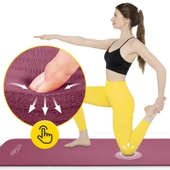 Mata do ćwiczeń fitness i jogi NBR 180 × 60 × 1 cm bordowa