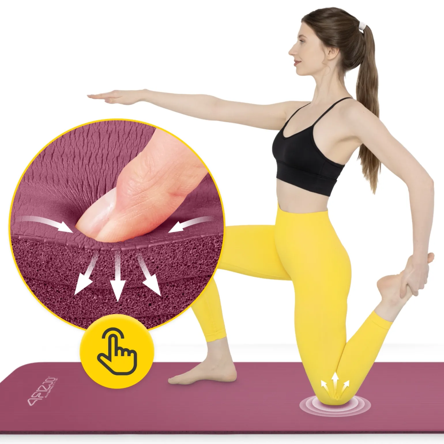 Mata do ćwiczeń fitness i jogi NBR 180 × 60 × 1 cm bordowa