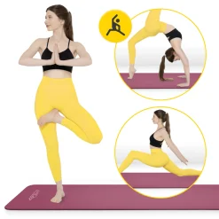 Mata do ćwiczeń fitness i jogi NBR 180 × 60 × 1 cm bordowa