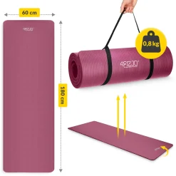 Mata do ćwiczeń fitness i jogi NBR 180 × 60 × 1 cm bordowa
