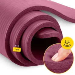 Mata do ćwiczeń fitness i jogi NBR 180 × 60 × 1 cm bordowa