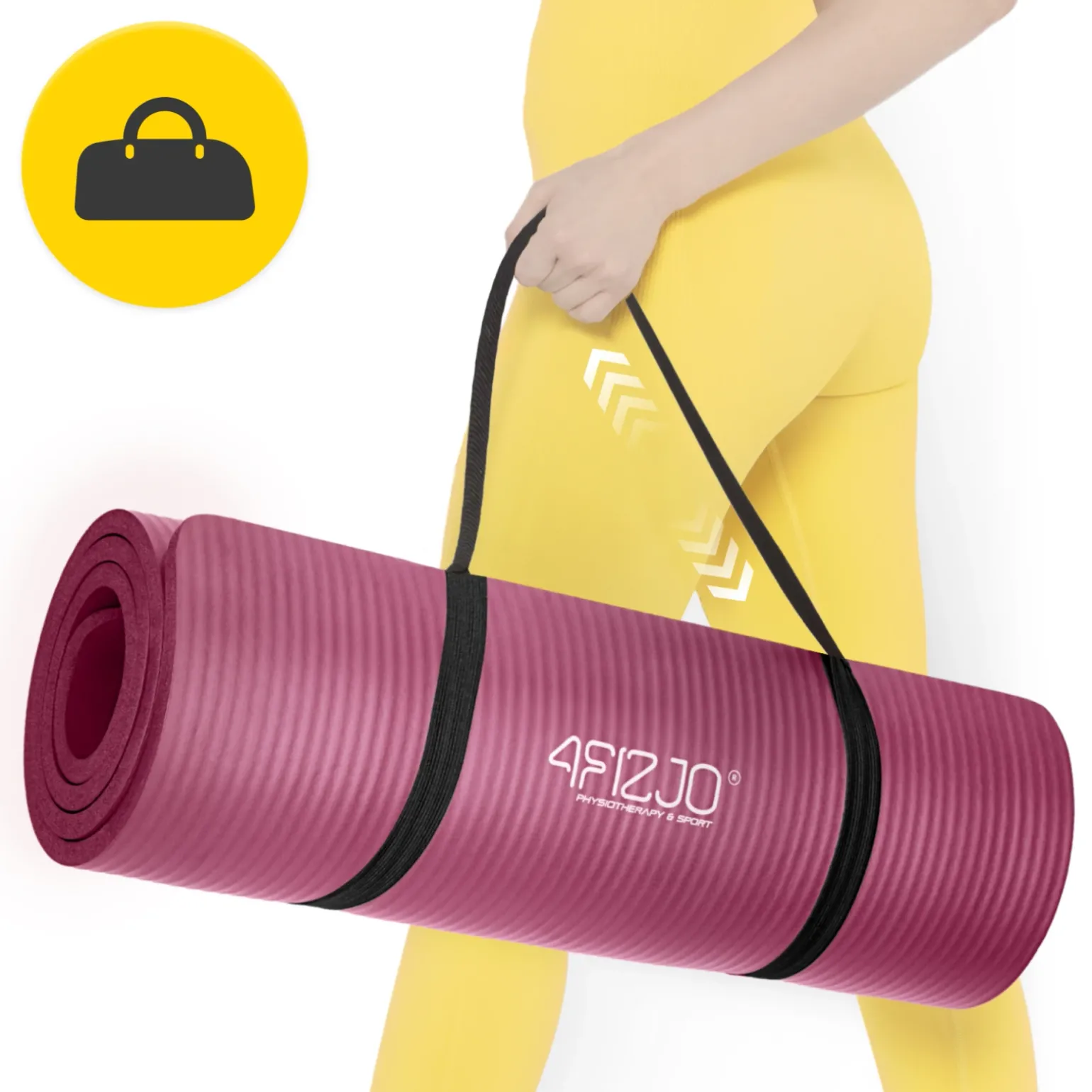 Mata do ćwiczeń fitness i jogi NBR 180 × 60 × 1 cm bordowa