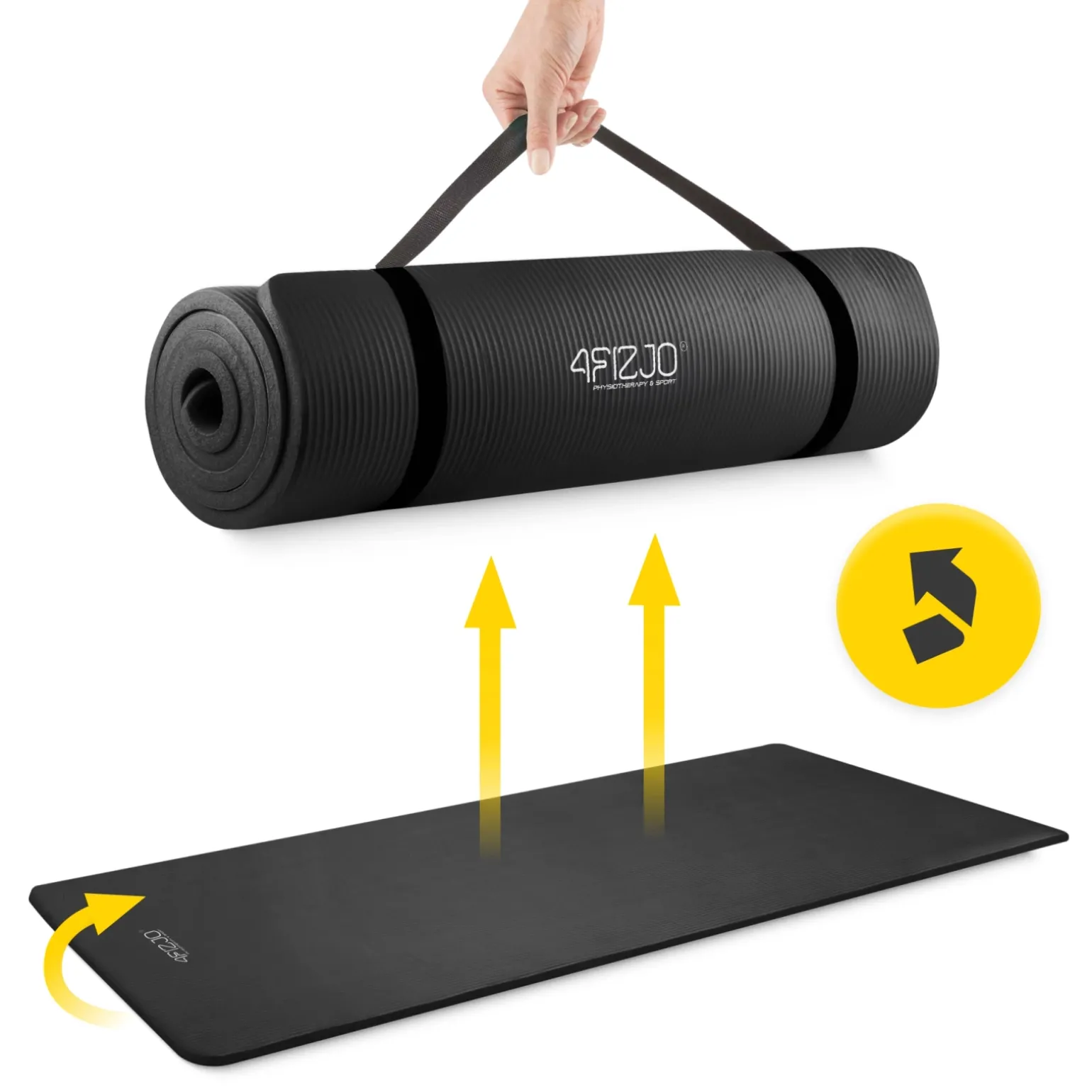 Mata do ćwiczeń fitness i jogi NBR 190 × 100 × 1,5 cm czarna