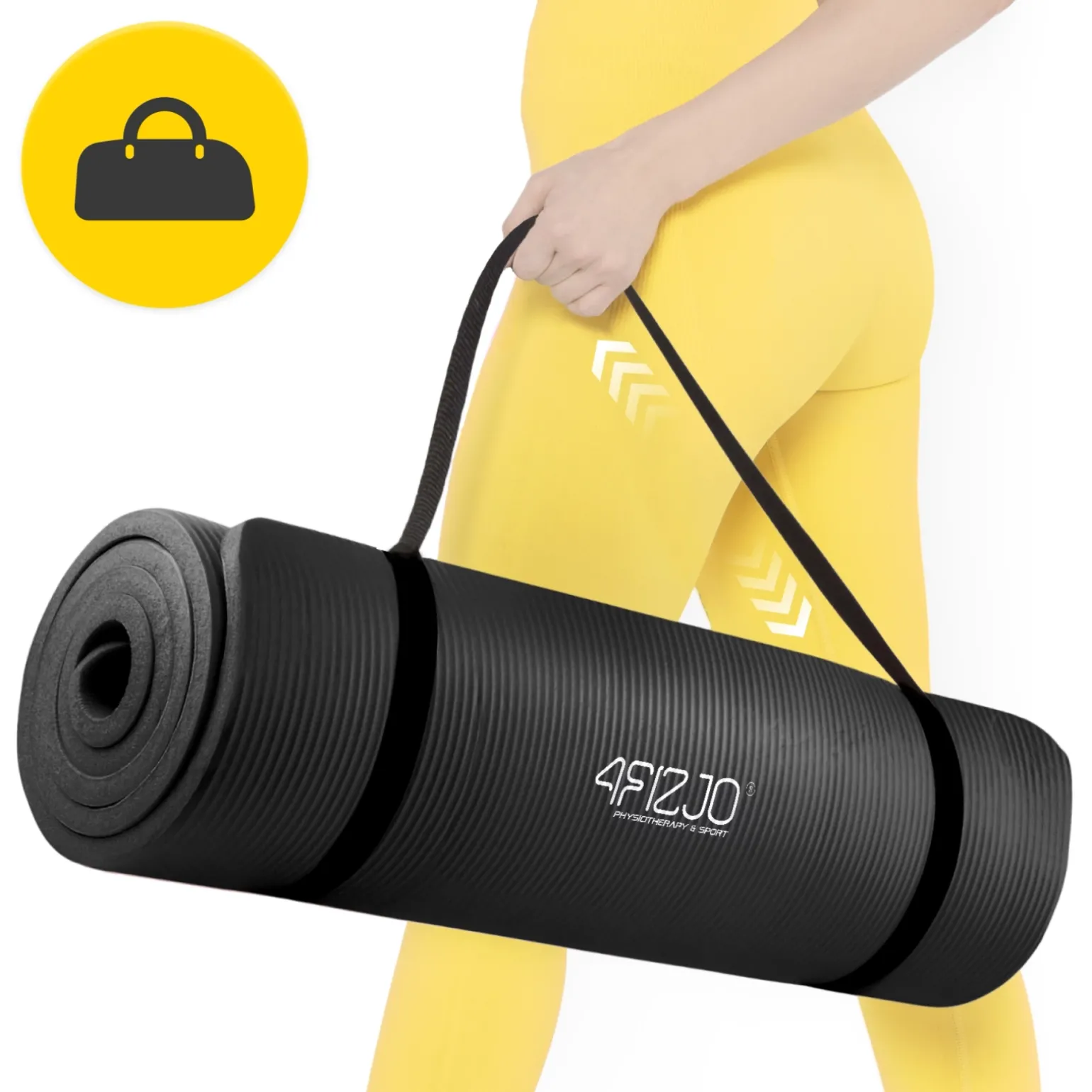 Mata do ćwiczeń fitness i jogi NBR 190 × 100 × 1,5 cm czarna
