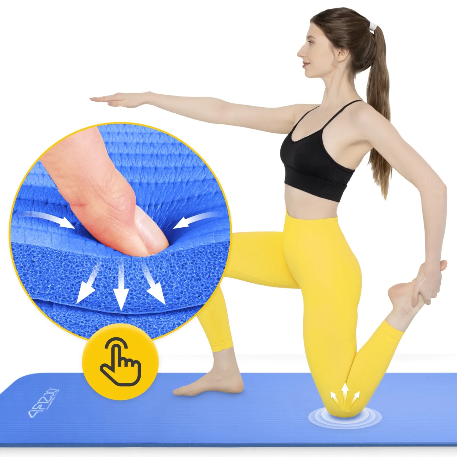 Mata do ćwiczeń fitness i jogi NBR 180 × 60 × 1 cm granatowa
