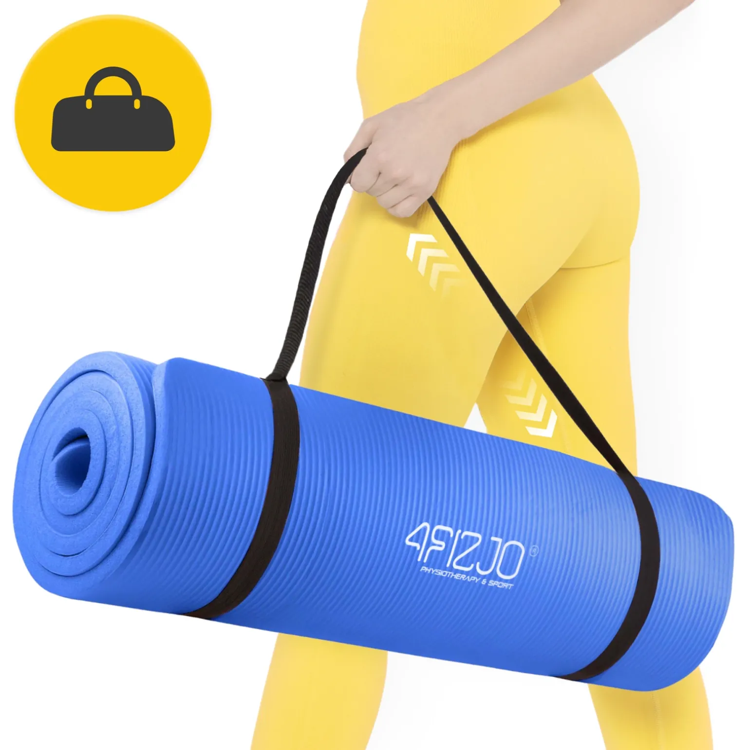 Mata do ćwiczeń fitness i jogi NBR 180 × 60 × 1 cm granatowa