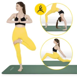 Mata do ćwiczeń fitness i jogi NBR 180 × 60 × 1,5 cm szałwiowa zieleń