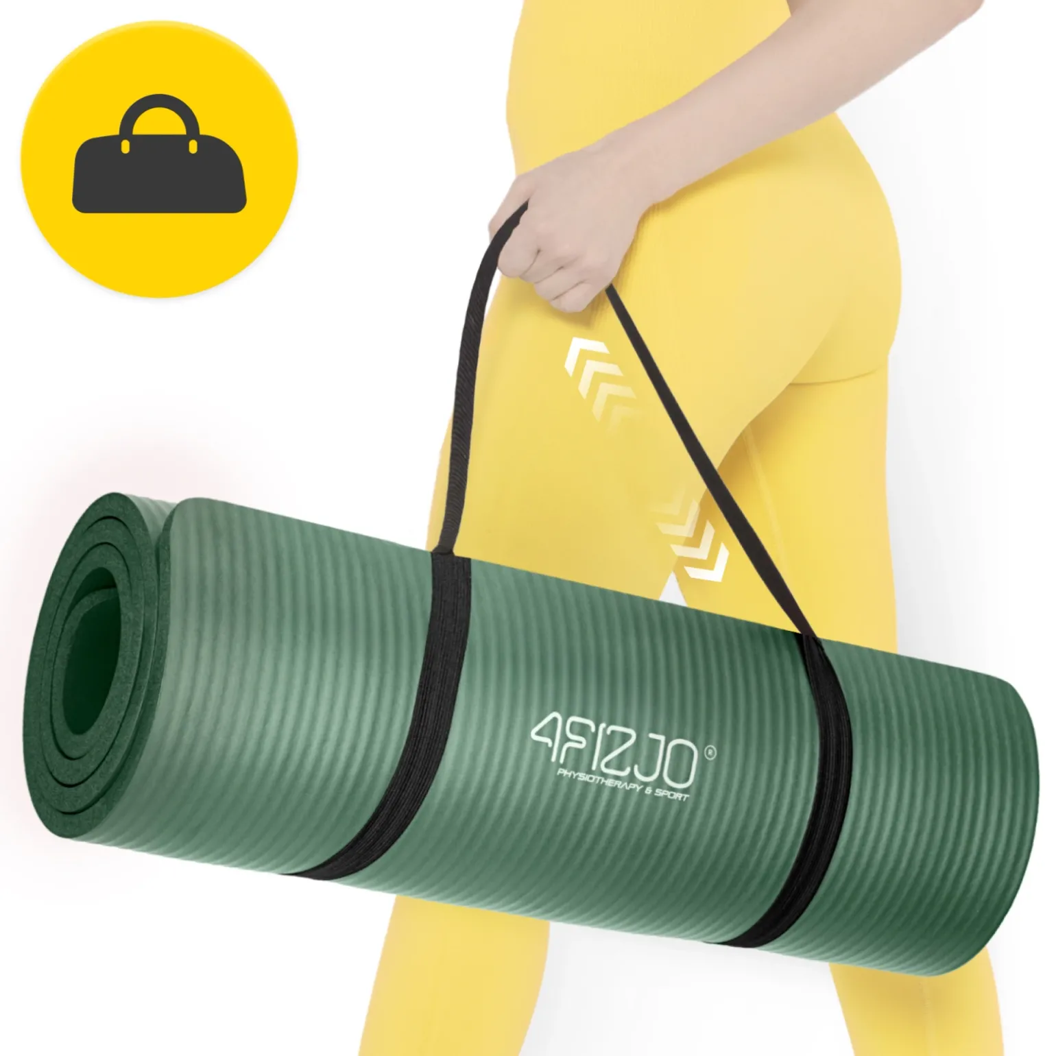 Mata do ćwiczeń fitness i jogi NBR 180 × 60 × 1,5 cm szałwiowa zieleń
