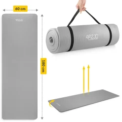 Mata do ćwiczeń fitness i jogi NBR 180 × 60 × 1 cm szara