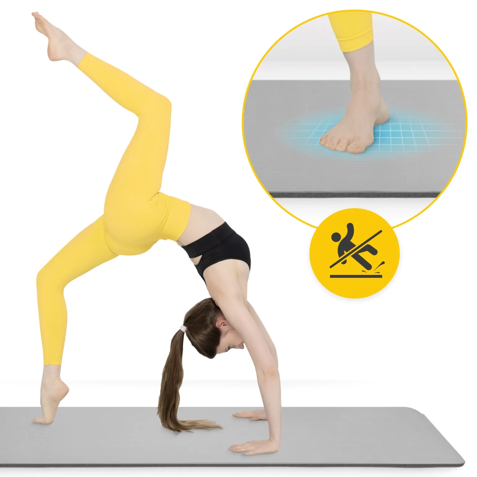 Mata do ćwiczeń fitness i jogi NBR 180 × 60 × 1 cm szara