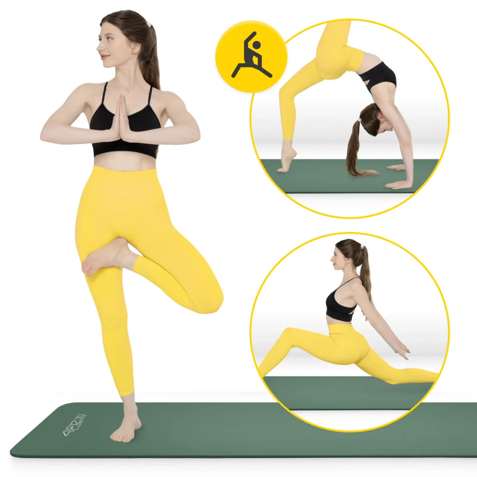 Mata do ćwiczeń fitness i jogi NBR 180 × 60 × 1 cm szałwiowa zieleń