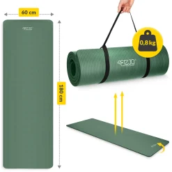 Mata do ćwiczeń fitness i jogi NBR 180 × 60 × 1 cm szałwiowa zieleń