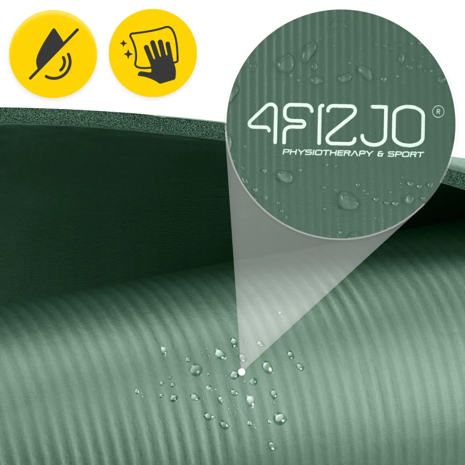 Mata do ćwiczeń fitness i jogi NBR 180 × 60 × 1 cm szałwiowa zieleń