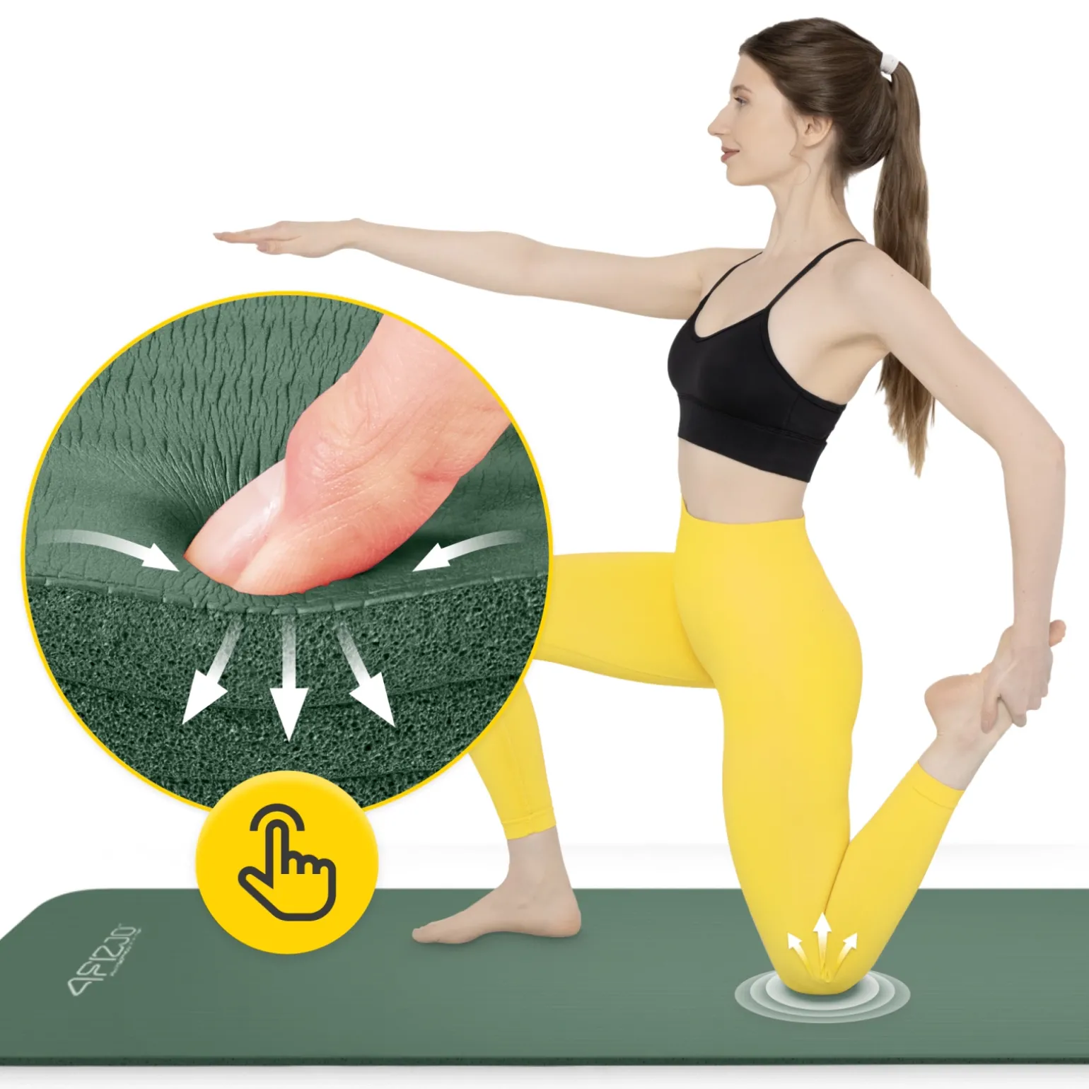 Mata do ćwiczeń fitness i jogi NBR 180 × 60 × 1 cm szałwiowa zieleń