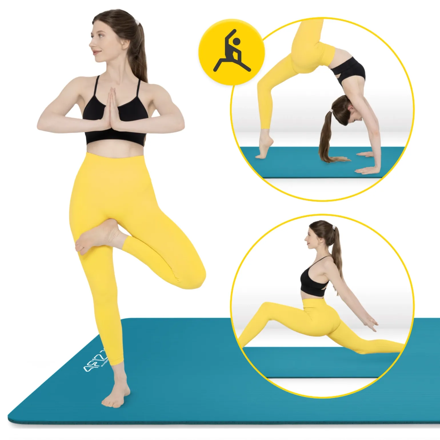 Mata do ćwiczeń fitness i jogi NBR 190 × 100 × 1,5 cm niebieska
