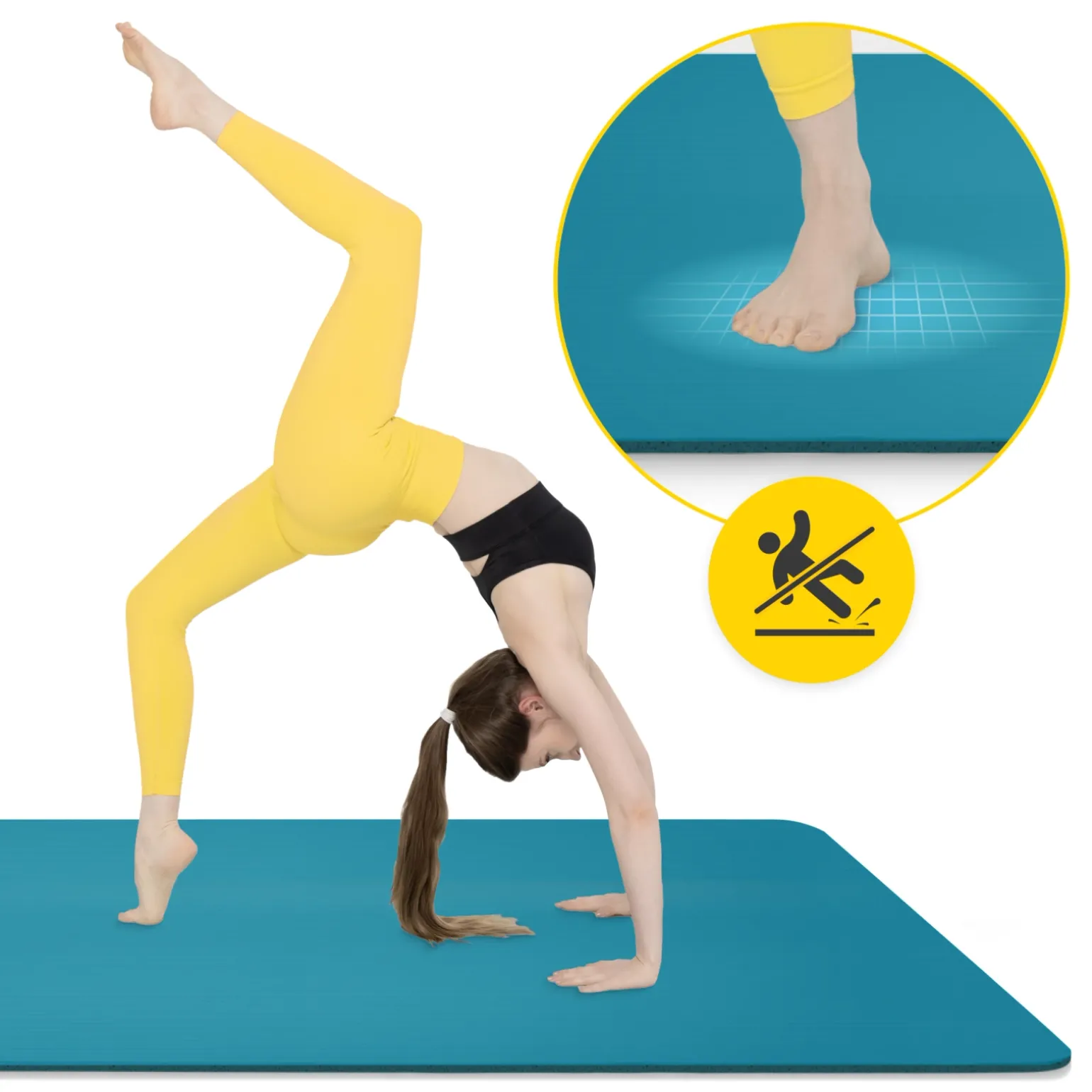 Mata do ćwiczeń fitness i jogi NBR 190 × 100 × 1,5 cm niebieska