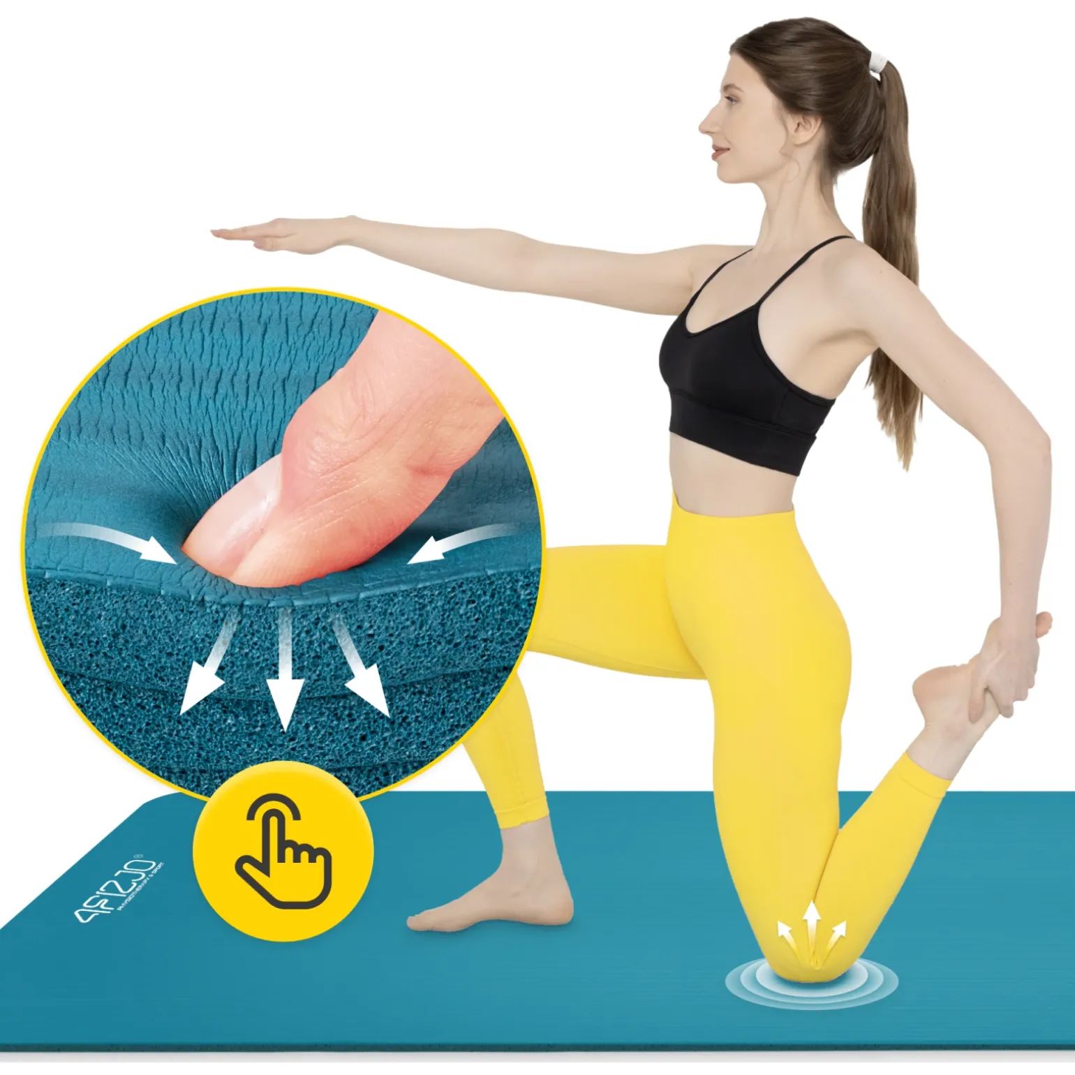 Mata do ćwiczeń fitness i jogi NBR 190 × 100 × 1,5 cm niebieska