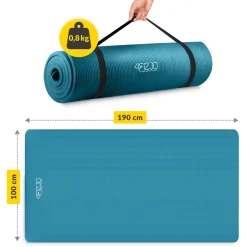 Mata do ćwiczeń fitness i jogi NBR 190 × 100 × 1,5 cm niebieska