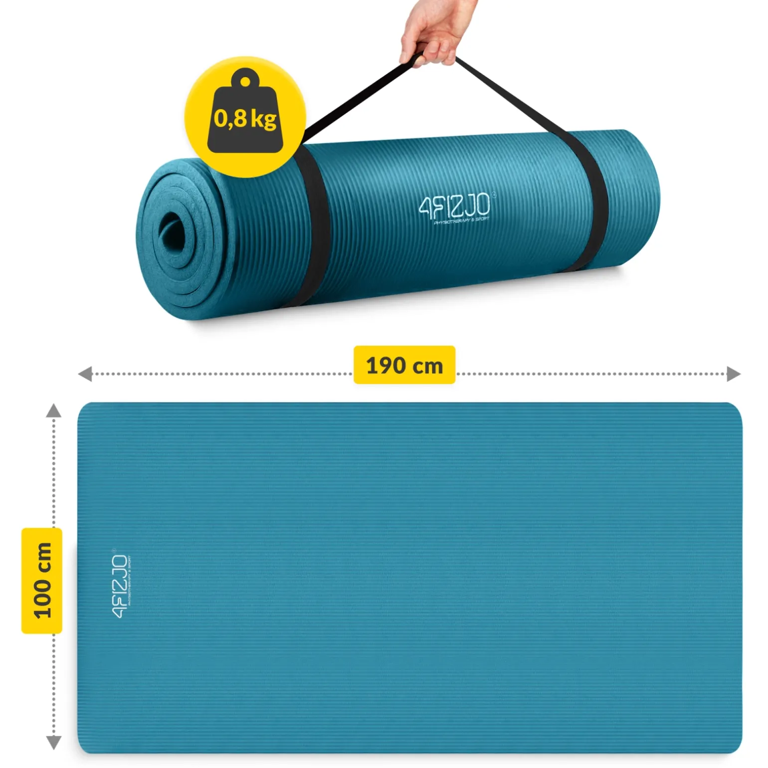 Mata do ćwiczeń fitness i jogi NBR 190 × 100 × 1,5 cm niebieska