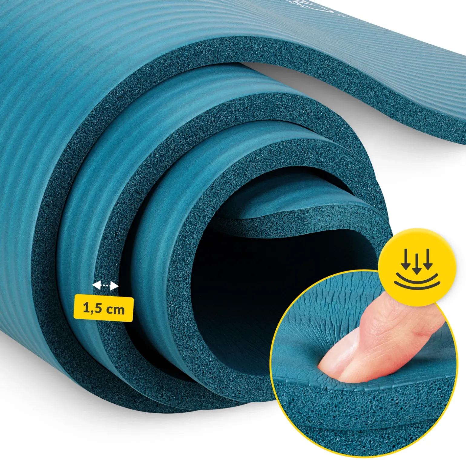 Mata do ćwiczeń fitness i jogi NBR 190 × 100 × 1,5 cm niebieska