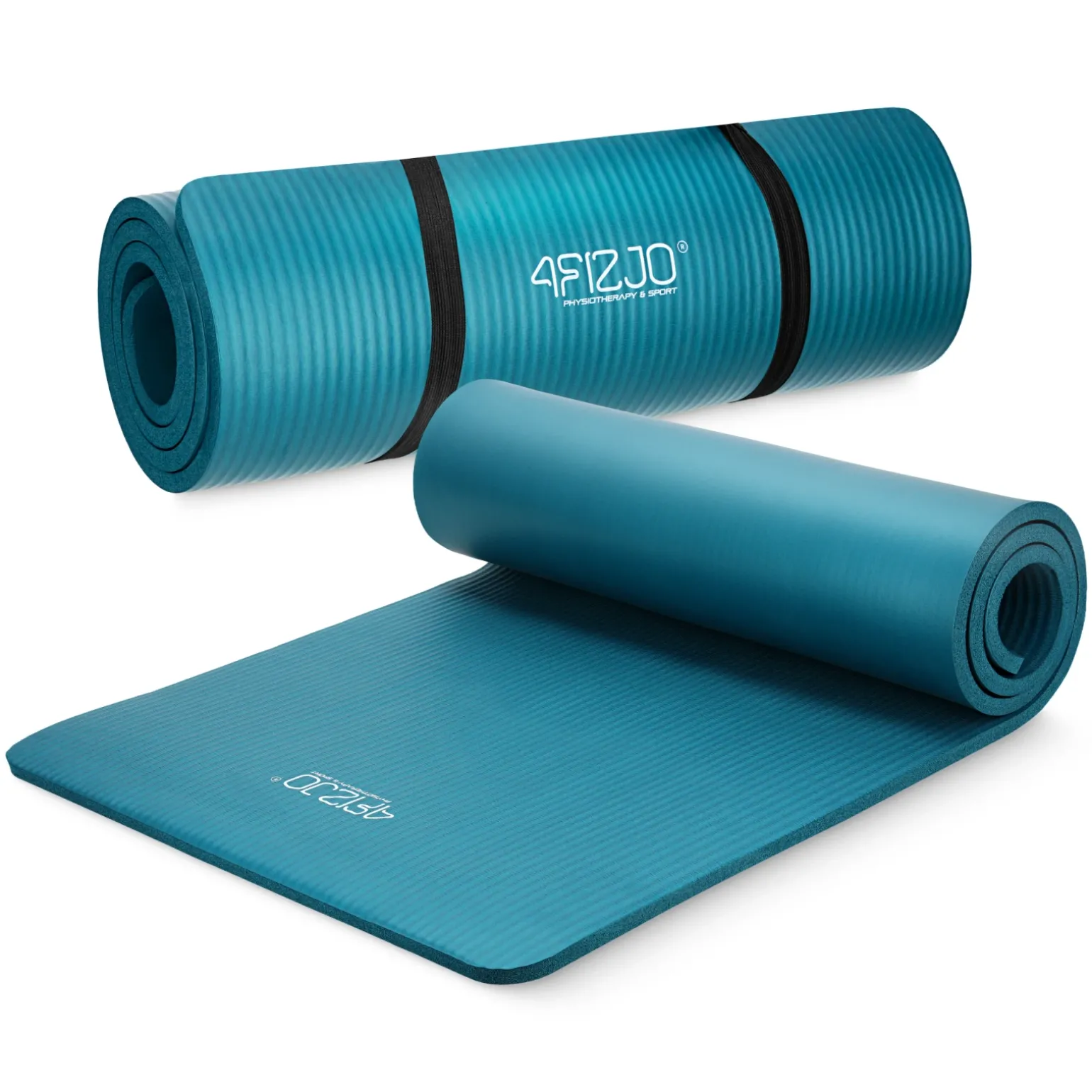 Mata do ćwiczeń fitness i jogi NBR 180 × 60 × 1 cm morska zieleń