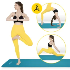 Mata do ćwiczeń fitness i jogi NBR 180 × 60 × 1 cm morska zieleń