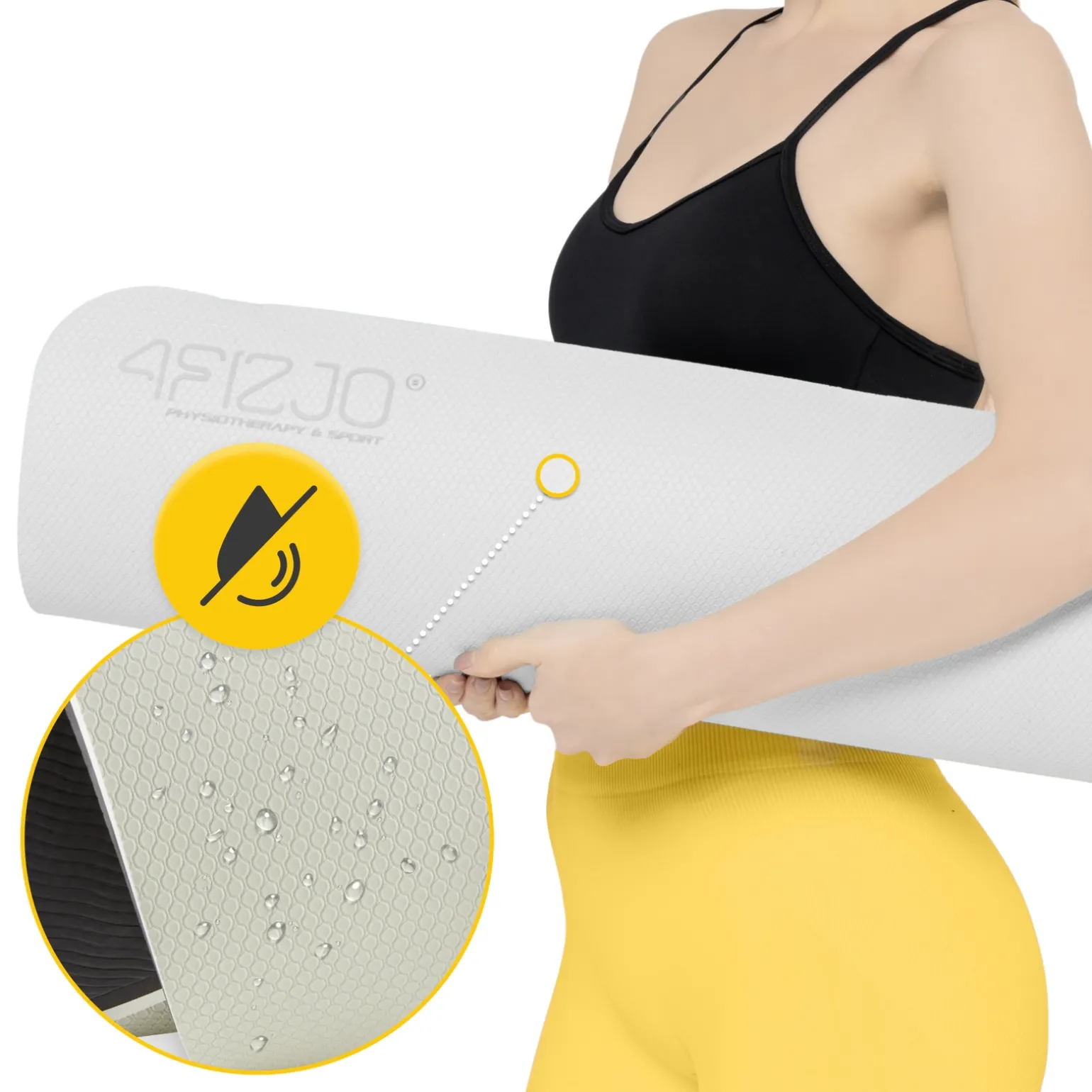 Mata do ćwiczeń i jogi antypoślizgowa TPE 1 cm szara