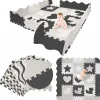 Mata edukacyjna dla dzieci puzzle 120 x 120 cm szara