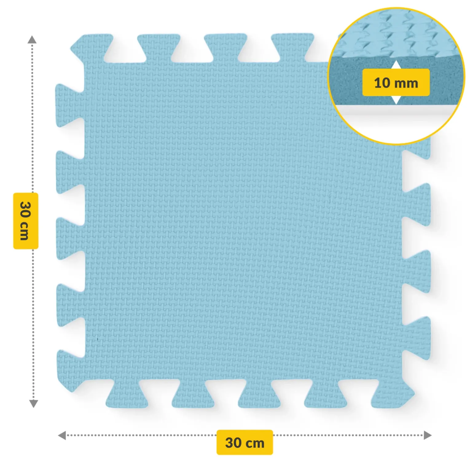Mata edukacyjna dla dzieci puzzle 90 x 90 cm błękitna