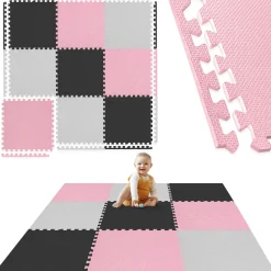 Mata edukacyjna dla dzieci puzzle 180 x 180 cm różowa