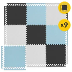 Mata edukacyjna dla dzieci puzzle 180 x 180 cm błękitna