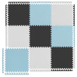 Mata edukacyjna dla dzieci puzzle 180 x 180 cm błękitna