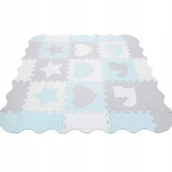 Mata edukacyjna dla dzieci puzzle 120 x 120 cm błękitna