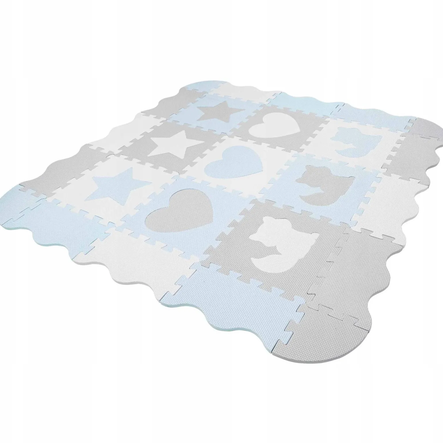 Mata edukacyjna dla dzieci puzzle 120 x 120 cm błękitna